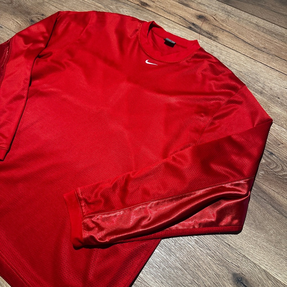 Vintage Nike Red Mesh Basketball Warm Up Shirt Mens Large